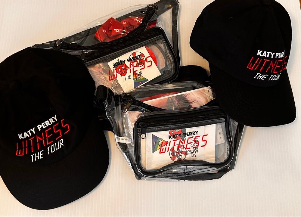 Katy Perry Witness The Tour VIP Merch Lot 2 Hats 2 Bags Lanyards Memorabilia